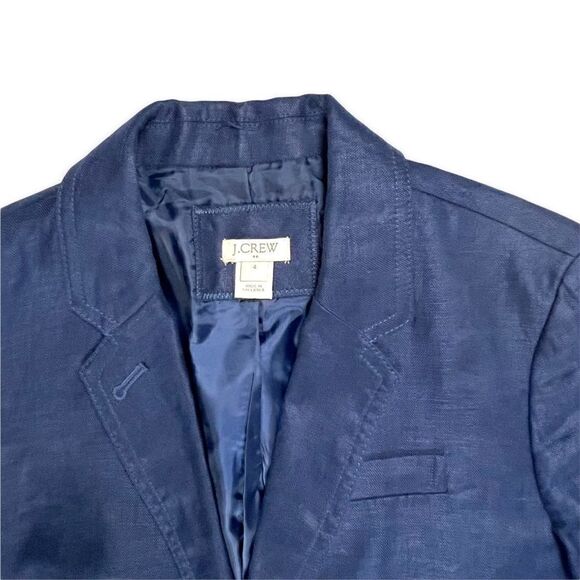 EUC✨J Crew 100% Linen Navy Blue Blazer 4 - Picture 2 of 8